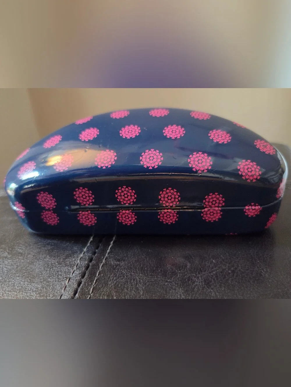Tupperware Brand Decorative Sunglasses Eyeglasses Case Pink Floral Dots